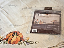 Thanksgiving/Autumn/Fall Table Cloth ROUND 70" Poly Fabric New Old Stock