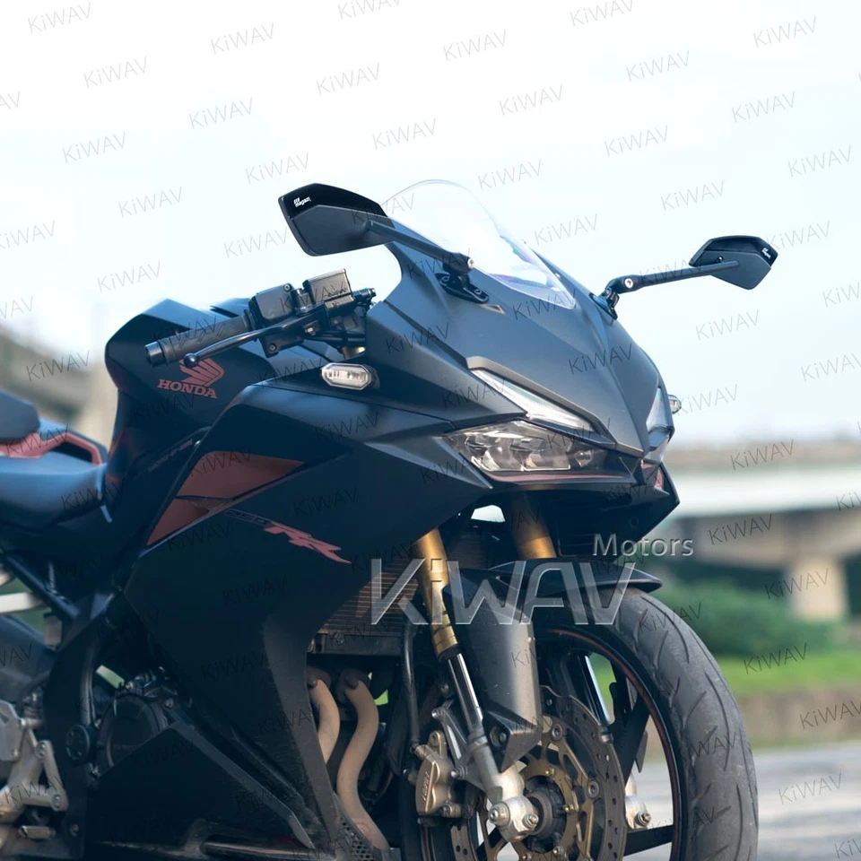 Black CleaverII fairing mirrors mat black base adjustable Kawasaki Ninja ZX ZZR - Imagem 3 de 4