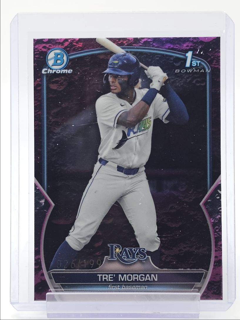 TRE' MORGAN 2023 BOWMAN CHROME DRAFT 1ST FUCHSIA LUNAR /199 Q4586