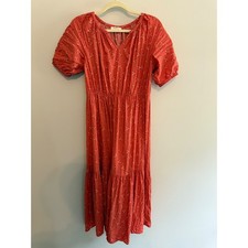 Beachlunchlounge Floral Midi Dress Smocked Waist Short Sleeve S