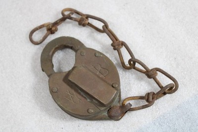 Antique Wilson Bohannan 115 Early 1900's Railroad Padlock Bronze Heart C3-26