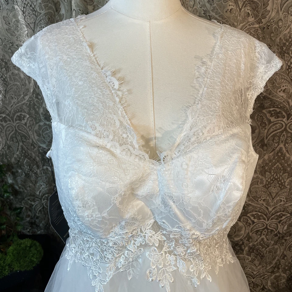 Vestido de noiva maxi de renda branca com trem tamanho 18#vestido de casamento�� - Imagem 2 de 4