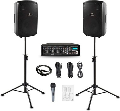 PRORECK Aktives Bluetooth-PA-System 1600 W Mischpult 10-Zoll-Passivlautsprecher