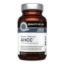 Premium Kinoko Platinum AHCC Herbal Supplement, 750mg per Capsule, for Immune...