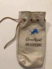 CROWN ROYAL HAND SELECTED BARREL  DETROIT LIONS BAG  WITH  LEATHER STRAP  -  NEW