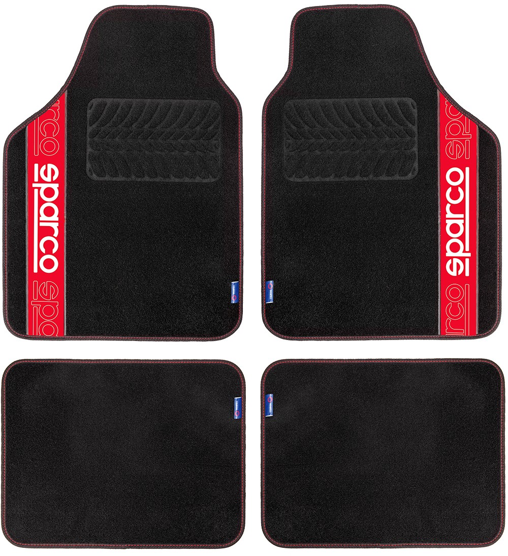 Set 4 tappetini neri per auto Sparco in moquette