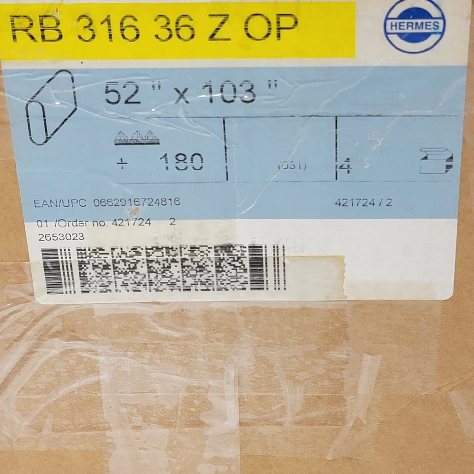 4 NUEVOS - HERMES ABRASIVO RB 316 36 Z OP 52" X 103" LARGO 180 CORREAS DE LIJADO DE GRANO Foto 2 de 3