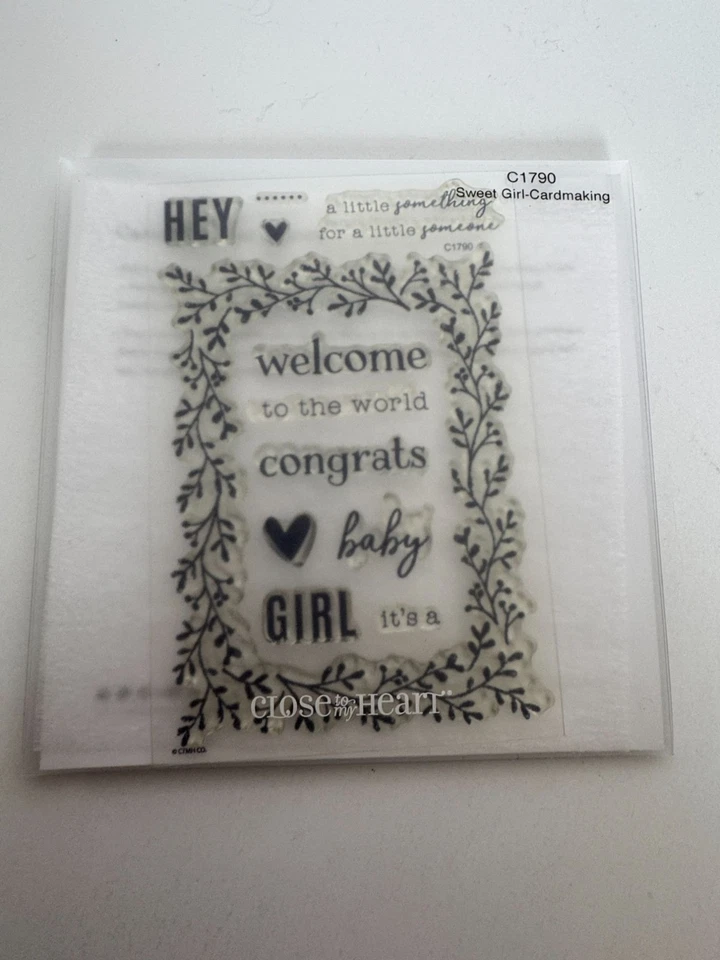 Conjunto de selos acrílicos CTMH menina doce bem-vindo bebê anúncio cartão fazendo C1790 - Imagem 2 de 4