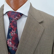 Jos A Bank Signature Blazer Mens 52R Houndstooth Beige Wool Sport Coat Regal