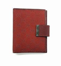 GUCCI GG Canvas Agenda Cover System Planner 6-ring Binder with Red Tone Italy