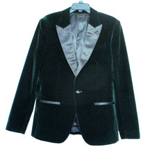 River Island Mens Jacket 38R Dark Green Velvet Tuxedo Smoking Dinner Blazer