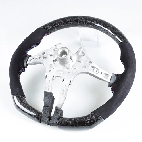 Forged Carbon Fiber Suede Flat Bottom Steering Wheel For BMW F80 M3 F82 M4 - Picture 2 of 3