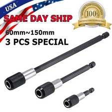 3pc Screwdriver EXTENSION Drill Bit Holder Quick Release 1/4 Hex Shank Magnetic