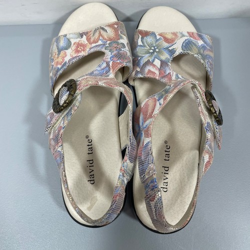 David Tate Sandals Strappy Slingback Leather Floral Multicolor Womens 7 N - Picture 11 of 14