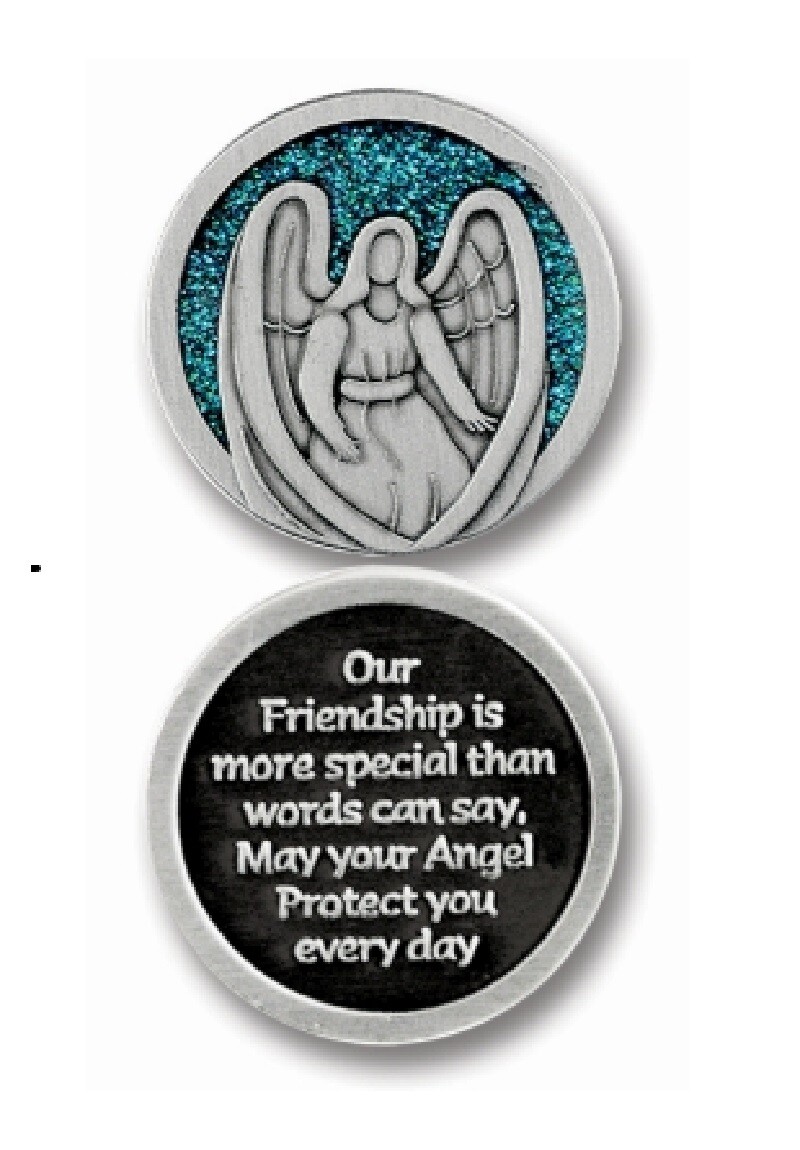 Friendship Angel Enamel Pocket Token NEW (PT676) W/Organza Bag