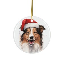 Hanging Ceramic Christmas Tree Ornament - Collie Design