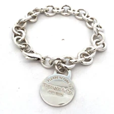 925 Sterling Silver Designer Tiffany Co Return To Engravable Tag Chain Bracelet