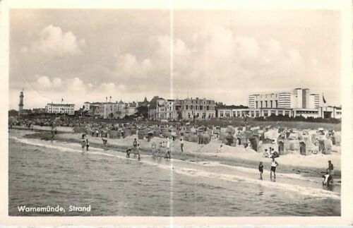 Warnemünde AK Ostseebad Foto Strand Strandleben Ansichtskarte 1950 - Bild 1 von 2