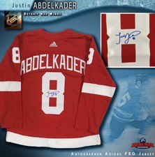 JUSTIN ABDELKADER Signed Detroit Red Wings Red Adidas PRO Jersey