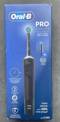 Oral-B Pro Vitality Deep Cleaning Rechargeable Toothbrush 2 Brush Heads Black