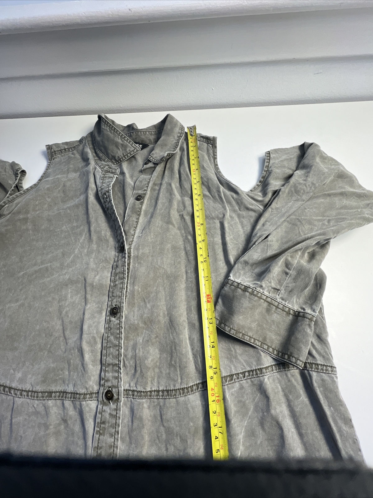 Express Gray Cold Shoulder Button Down Tencel Shi… - image 8