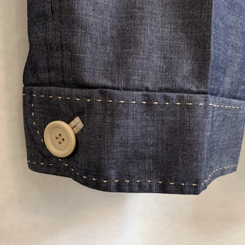 Ann Taylor Loft Size 12 Denim Blue Cropped Pants with Beige Stitching Pre Owned - Picture 3 of 12