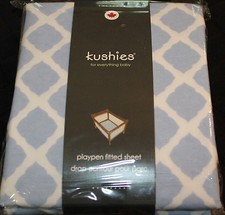 Kushies Portable Play Pen Fitted Flannel Sheet Lattice Blue Purple new