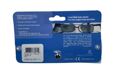 Solar Shield 56 Rec A Polarized Clip On Sunglasses For Plastic & Thick Frames - Picture 3 of 3