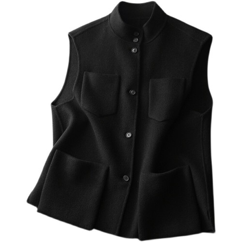 Donna Simil Lana Gilet Canottiera collo a Lupetto Monopetto Business Casual - Foto 14 di 14