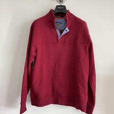 Orvis Men's Signature 1/4 Zip Fleece Pullover Casual Red Sweatshirt Large