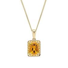 Natural Solitaire Citrine Pendant 9ct Yellow Gold 375 Hallmarked British Made