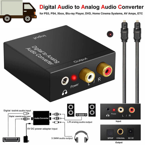 Optischer Koax Toslink Digital Analog Wandler RCA L/R Stereo Audio anpassen - Afbeelding 1 van 8