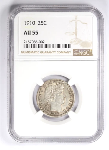 1910 Barber Quarter 25C NGC AU55