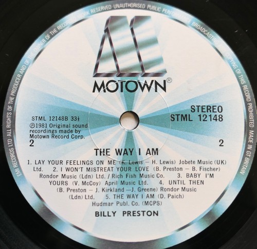 Billy Preston The Way I Am 1981 Vinyl Motown STML 12148 - Picture 2 of 5