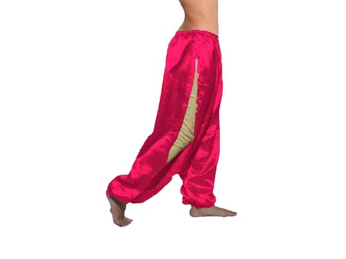 Satin Belly Dance Pantaloons Pant Yoga Pant High Split Harem Aladdin Baggy S18-1 - Picture 11 of 44