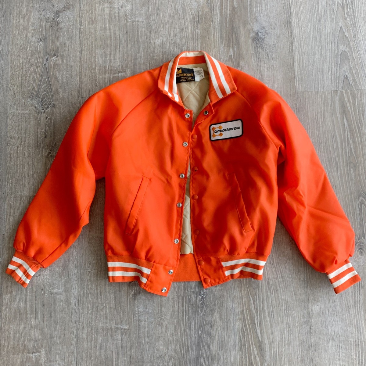 Vintage Weathercaster Patch Cominco American Orange Jacket Bomber