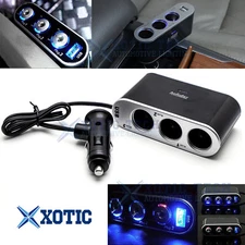 12V Car Extension Charger 3-Ways Cigarette Lighter Socket Splitter For Hyundai
