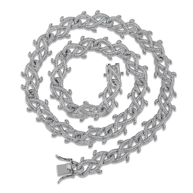 Beautiful Crown of Thorns Cuban Chain Necklace Iced Cubic