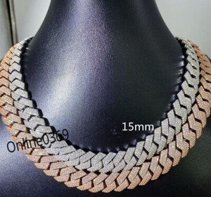 Authentic Arrival For Mens VVS Moissanite 15mm Retro Cuban Link Chain Free silver