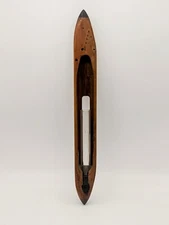 Wooden Hand Carved Fishing Net Shuttle Mending Needles Tube Vase Wall Decor