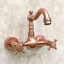 Antique Red Copper Wall Mounted Kitchen Sink Faucet Mixer Basin Tap 2rg030
