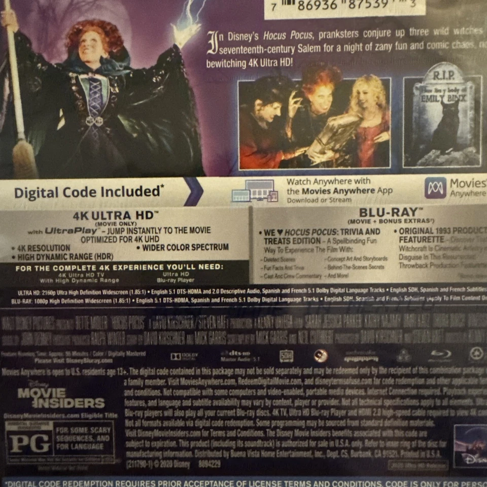 Hocus Pocus (4K Ultra HD + Blu-ray + Digital, 1993) Bette Midler, Kathy Najimy - Imagem 3 de 4