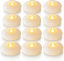 Homemory 12 Pack 3” Flameless Led Floating Candles, 200 Hour White Battery Opera