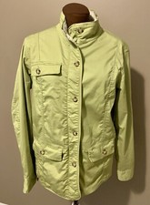 Columbia Womens Jacket M Green Zip Up Snaps Windbreaker Cotton All Weather Coat