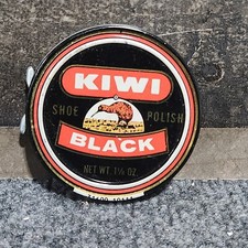 Vintage Kiwi Black Polish Wax Shoe Polish Advertising Tin 1 1/8 Can Unused