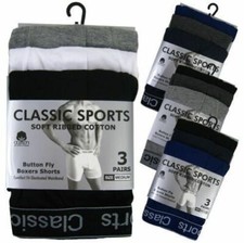3, 6, 9,12 PAIRS MENS DESIGNER PLAIN CLASSIC SPORT COTTON BOXER SHORTS ASSORTED