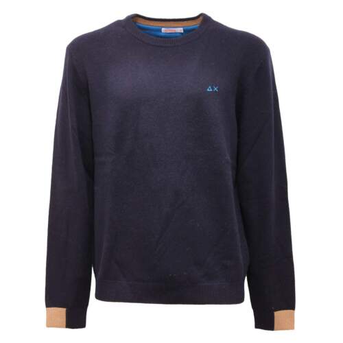 5279AP Mens SUN 68 Man Wool Blend Sweater Blue - Picture 1 of 4