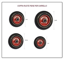 2 ruote piene carrello carriola ricambio coppia rotelle ruota piena portapacchi