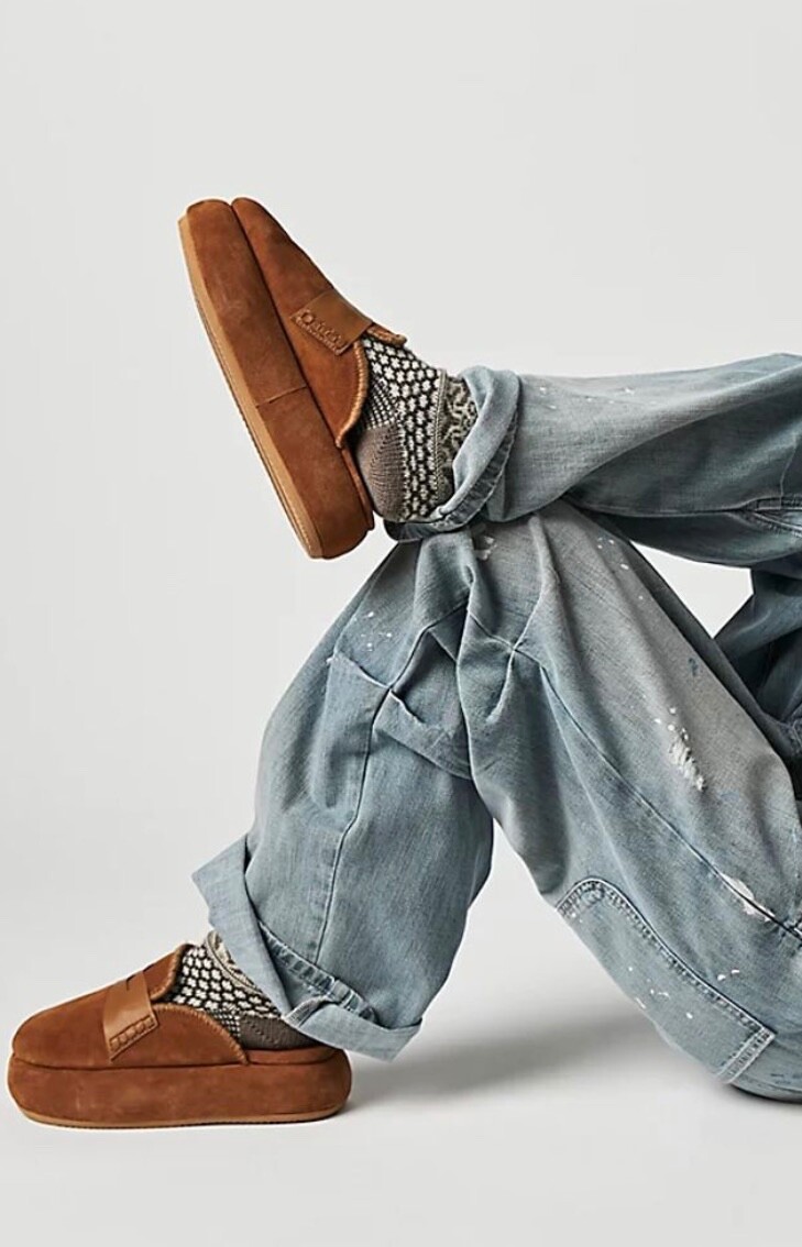 Мокасины Free People Mulholland на платформе Slide Mule из коричневой замши 39/9 НОВЫЕ