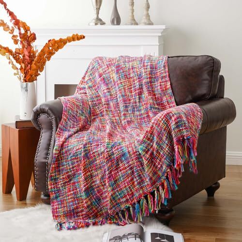 BATTILO HOME Multicolor Throw Blanket for Couch Home Decor